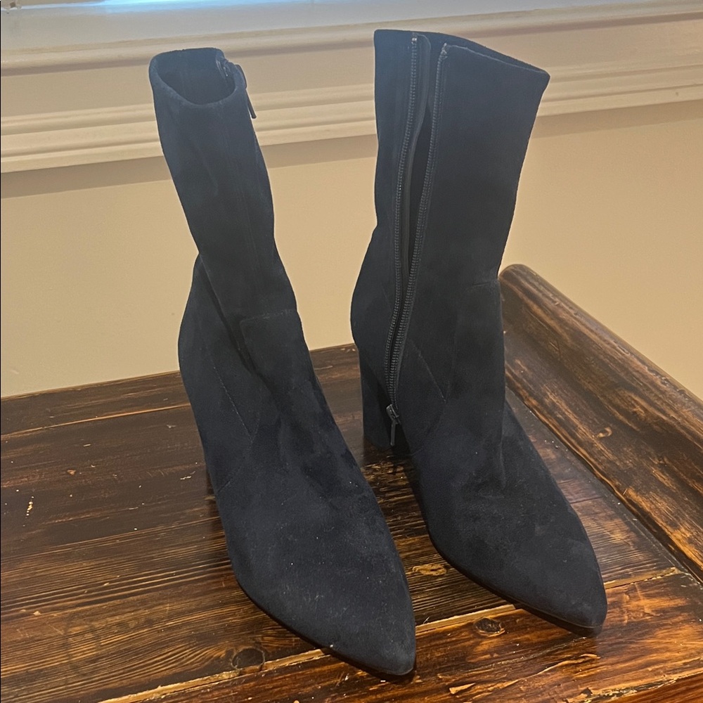 Chic blue Suede Heeled Boots